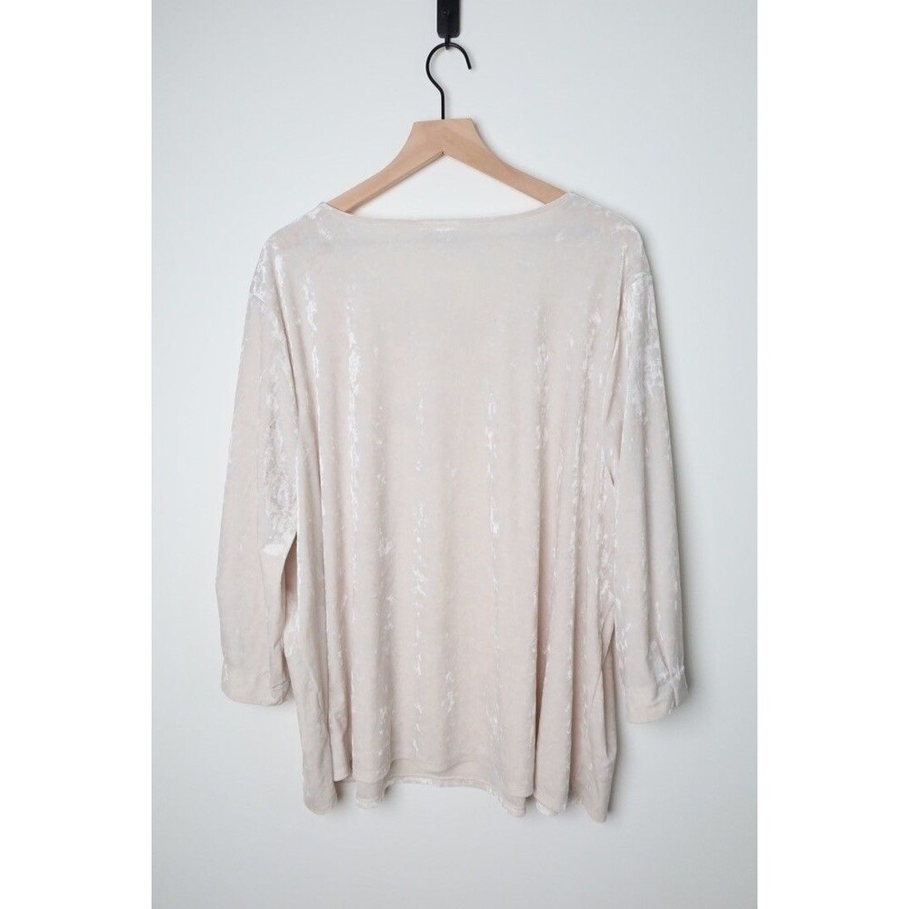 J.Jill Crushed Velvet Women Size 4X Cream White 3/4 Sleeve Shirt - Picture 5 of 5